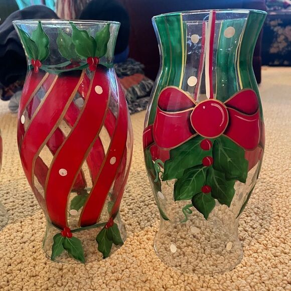 Christmas Hurricane Lanterns, set of 3 - Picture 2 of 5